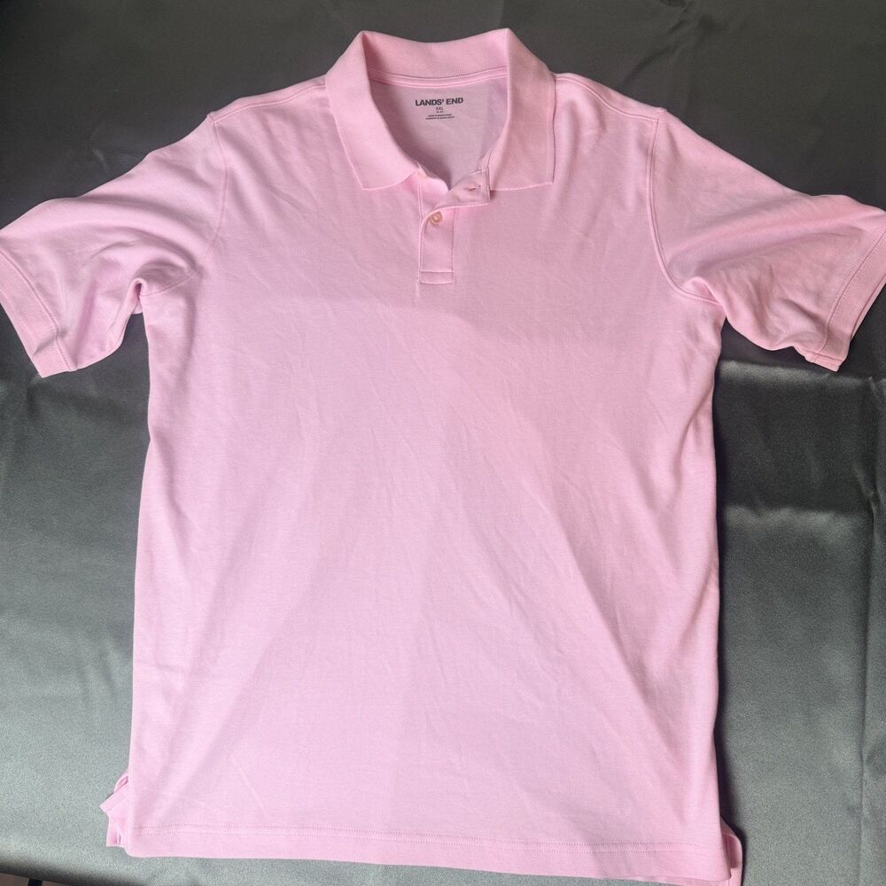 Lands' End Polo Shirt Womens XXL Pink Classic Fit Short Sleeve Side Slits